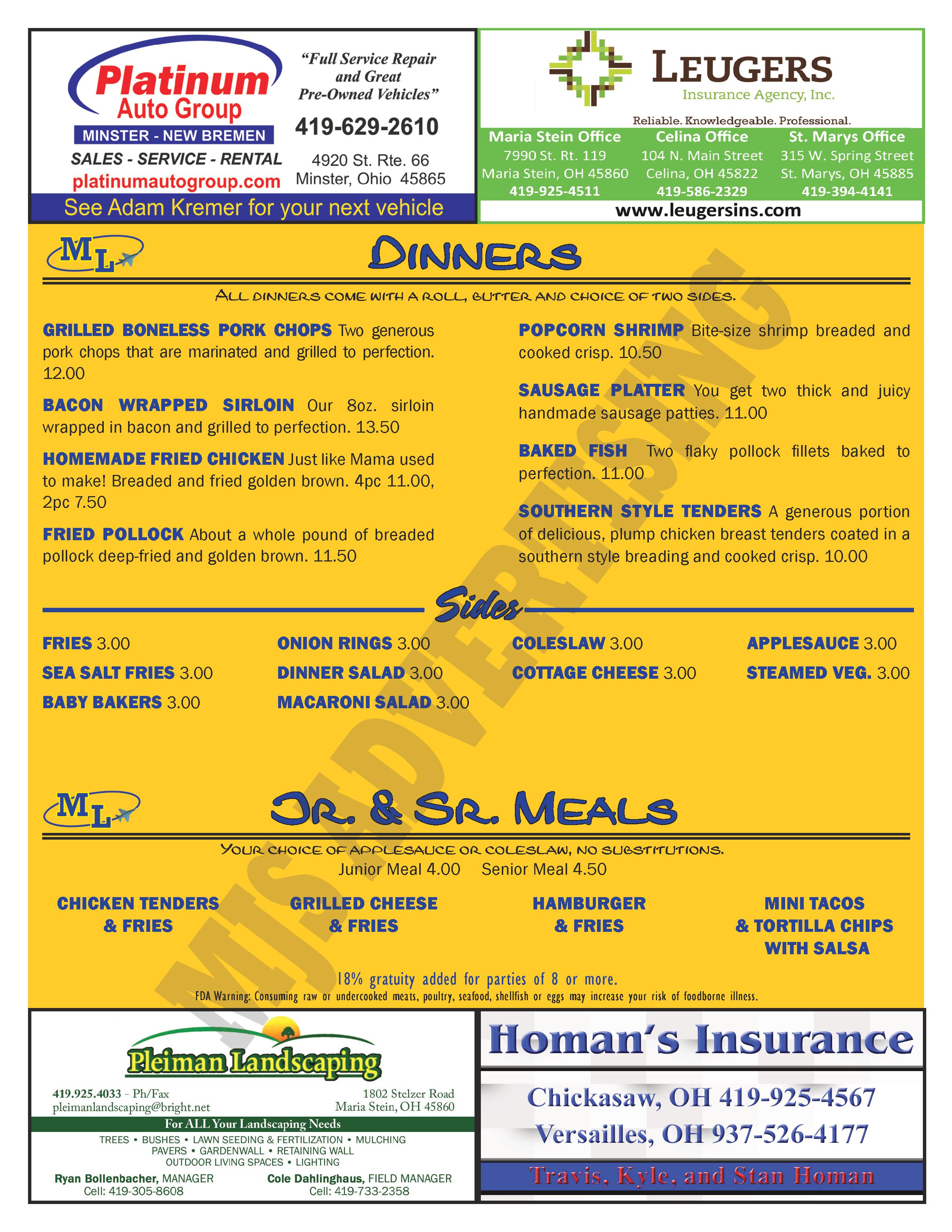 Menu | Korner Kafe